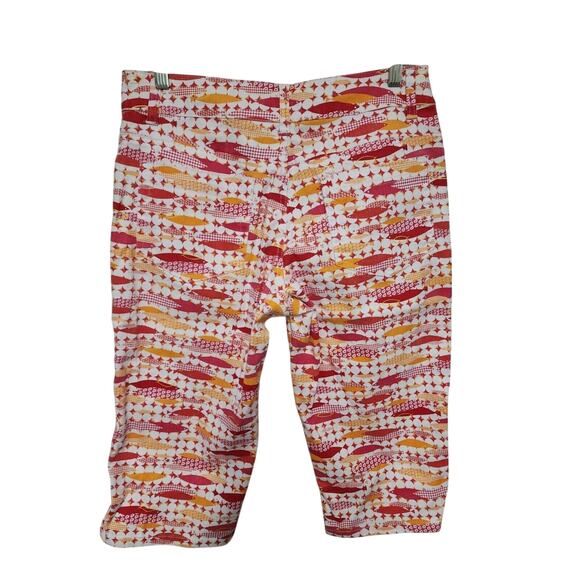 Y2K Moto Blues Womens Size 10 Pink Orange Capris Retro Fish Geometric Preppy - Picture 3 of 8